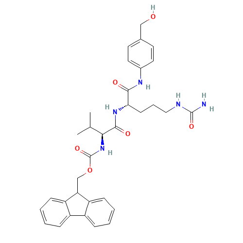 9H-fluoren-9-ylmethyl N-[(2S)-1-[[(2S)-5-(carbamoylamino)-1-[4-(hydroxymethyl)anilino]-1-oxopentan-2-yl]amino]-3-methyl-1-oxobutan-2-yl]carbamate (CAS: 159858-22-7) - Related Chemical Product