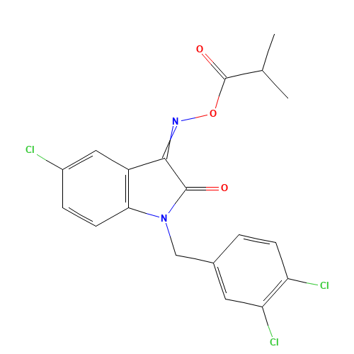 [(E)-[5-chloro-1-[(3,4-dichlorophenyl)methyl]-2-oxoindol-3-ylidene]amino] 2-methylpropanoate (CAS: 668467-83-2) - Related Chemical Product