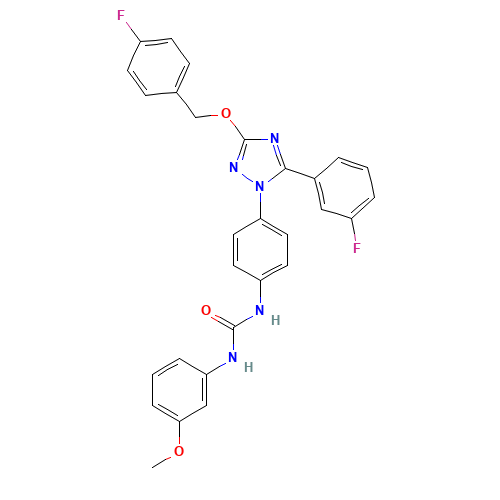 1-(4-(3-((4-Fluorobenzyl)oxy)-5-(3-fluorophenyl)-1H-1,2,4-triazol-1-yl)phenyl)-3-(3-methoxyphenyl)urea (CAS: 1192944-73-2) - Related Chemical Product