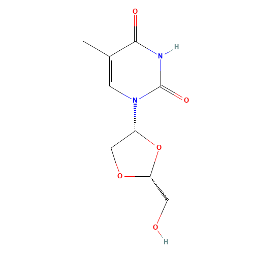 1-[(2R,4R)-2-(hydroxymethyl)-1,3-dioxolan-4-yl]-5-methylpyrimidine-2,4-dione (CAS: 127658-07-5) - Related Chemical Product