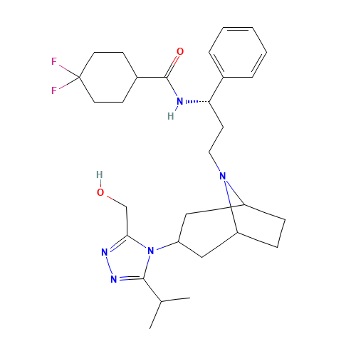 4,4-difluoro-N-[(1S)-3-[3-[3-(hydroxymethyl)-5-propan-2-yl-1,2,4-triazol-4-yl]-8-azabicyclo[3.2.1]octan-8-yl]-1-phenylpropyl]cyclohexane-1-carboxamide (CAS: 1217535-55-1) - Related Chemical Product
