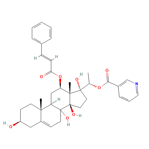 [(1S)-1-[(3S,8S,9R,10R,12R,13R,14R,17S)-3,8,14,17-tetrahydroxy-10,13-dimethyl-12-[(E)-3-phenylprop-2-enoyl]oxy-1,2,3,4,7,9,11,12,15,16-decahydrocyclopenta[a]phenanthren-17-yl]ethyl] pyridine-3-carboxylate (CAS: 41060-37-1) - Related Chemical Product
