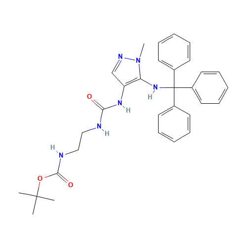 tert-butyl N-[2-[[1-methyl-5-(tritylamino)pyrazol-4-yl]carbamoylamino]ethyl]carbamate (CAS: 689293-69-4) - Related Chemical Product