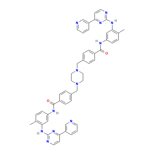 N-[4-methyl-3-[(4-pyridin-3-ylpyrimidin-2-yl)amino]phenyl]-4-[[4-[[4-[[4-methyl-3-[(4-pyridin-3-ylpyrimidin-2-yl)amino]phenyl]carbamoyl]phenyl]methyl]piperazin-1-yl]methyl]benzamide (CAS: 1365802-18-1) - Related Chemical Product