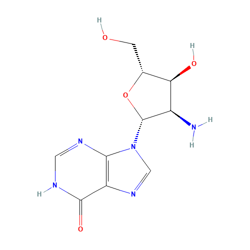 9-[(2R,3R,4S,5R)-3-amino-4-hydroxy-5-(hydroxymethyl)oxolan-2-yl]-3H-purin-6-one (CAS: 75763-51-8) - Related Chemical Product