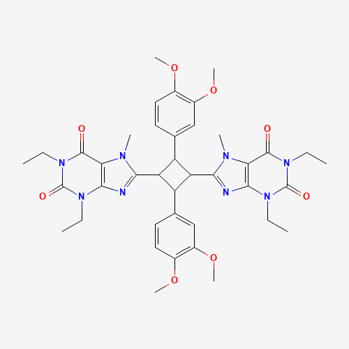 8,8'-(2,4-bis(3,4-dimethoxyphenyl)cyclobutane-1,3-diyl)bis(1,3-diethyl-7-methyl-1H-purine-2,6(3H,7H)-dione) (CAS: 702697-27-6) - Related Chemical Product