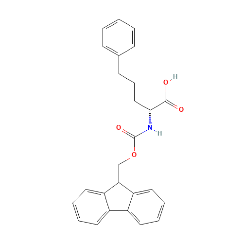 (2R)-2-(9H-fluoren-9-ylmethoxycarbonylamino)-5-phenylpentanoic acid (CAS: 1217731-48-0) - Chemical Structure and Molecular Formula 