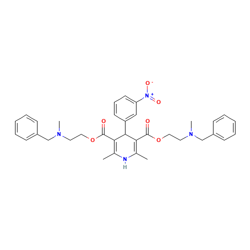 bis[2-[benzyl(methyl)amino]ethyl] 2,6-dimethyl-4-(3-nitrophenyl)-1,4-dihydropyridine-3,5-dicarboxylate (CAS: 71791-90-7) - Related Chemical Product