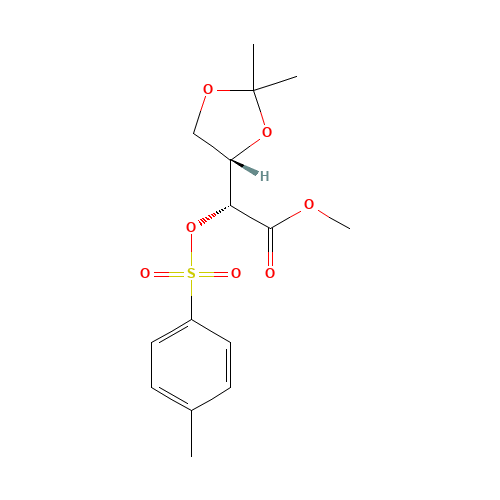 (R)-methyl 2-((S)-2,2-dimethyl-1,3-dioxolan-4-yl)-2-(tosyloxy)acetate (CAS: 166249-17-8) - Chemical Structure and Molecular Formula 