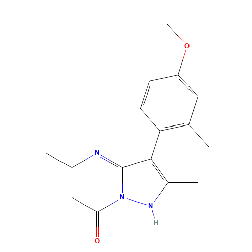 3-(4-Methoxy-2-methyl-phenyl)-2,5-dimethyl-pyrazolo[1,5-A]pyrimidin-7-OL (CAS: 457911-53-4) - Chemical Structure and Molecular Formula 
