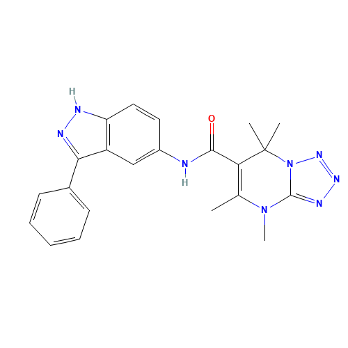 4,5,7,7-tetramethyl-N-(3-phenyl-1H-indazol-5-yl)tetrazolo[1,5-a]pyrimidine-6-carboxamide (CAS: 2390475-81-5) - Related Chemical Product