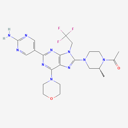 5-{8-[(3R)-4-Acetyl-3-methylpiperazin-1-yl]-6-morpholin-4-yl-9-(2,2,2-trifluoroethyl)-9H-purin-2-yl}pyrimidin-2-amine (CAS: 1222104-37-1) - Related Chemical Product