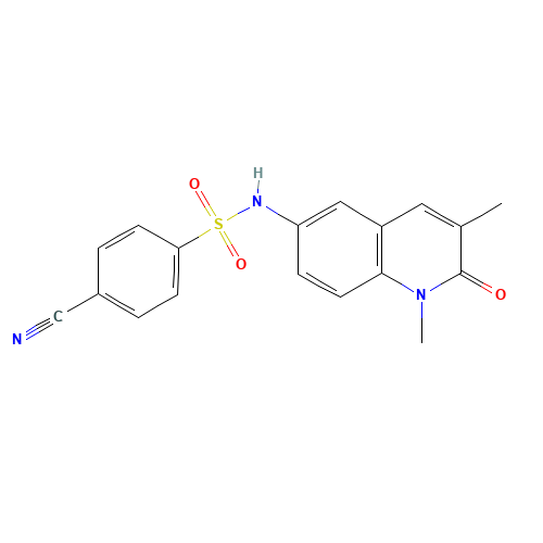 4-Cyano-N-(1,2-dihydro-1,3-dimethyl-2-oxo-6-quinolinyl)benzenesulfonamide (CAS: 1884640-99-6) - Chemical Structure and Molecular Formula 