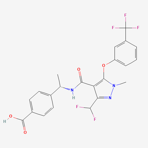 Benzoic acid, 4-((1S)-1-(((3-(difluoromethyl)-1-methyl-5-(3-(trifluoromethyl)phenoxy)-1H-pyrazol-4-yl)carbonyl)amino)ethyl)- (CAS: 1369489-71-3) - Related Chemical Product