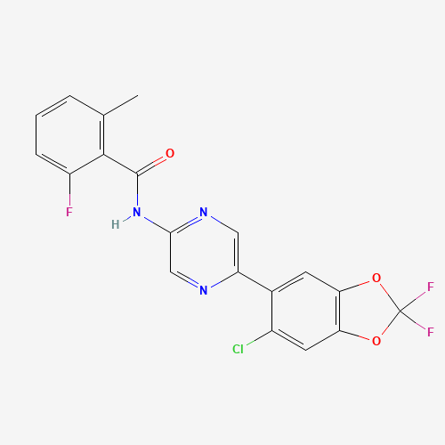 N-(5-(6-Chloro-2,2-difluorobenzo[d][1,3]dioxol-5-yl)pyrazin-2-yl)-2-fluoro-6-methylbenzamide (CAS: 1713240-67-5) - Chemical Structure and Molecular Formula 