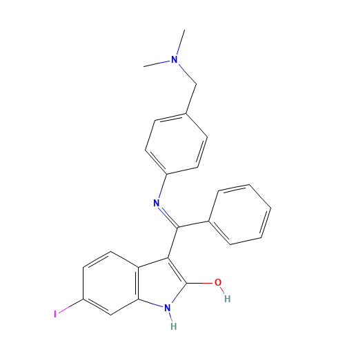 (Z)-3-(((4-((Dimethylamino)methyl)phenyl)amino)(phenyl)methylene)-6-iodoindolin-2-one (CAS: 1537909-08-2) - Related Chemical Product