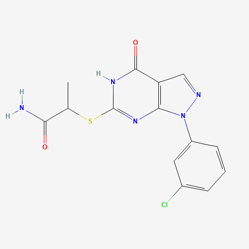 2-((1-(3-Chlorophenyl)-4-oxo-4,5-dihydro-1H-pyrazolo[3,4-d]pyrimidin-6-yl)thio)propanamide (CAS: 1030203-81-6) - Related Chemical Product