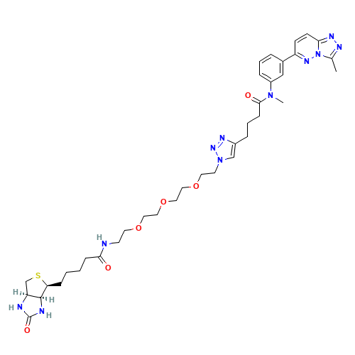 1H-Thieno[3,4-d]imidazole-4-pentanamide, hexahydro-N-[2-[2-[2-[2-[4-[4-[methyl[3-(3-methyl-1,2,4-triazolo[4,3-b]pyridazin-6-yl)phenyl]amino]-4-oxobutyl]-1H-1,2,3-triazol-1-yl]ethoxy]ethoxy]ethoxy]ethyl]-2-oxo-, (3aS,4S,6aR)- (CAS: 1980811-74-2) - Related Chemical Product
