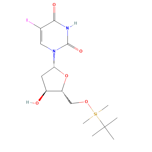 1-((2R,4S,5R)-5-(((tert-butyldimethylsilyl)oxy)methyl)-4-hydroxytetrahydrofuran-2-yl)-5-iodopyrimidine-2,4(1H,3H)-dione (CAS: 134218-81-8) - Related Chemical Product