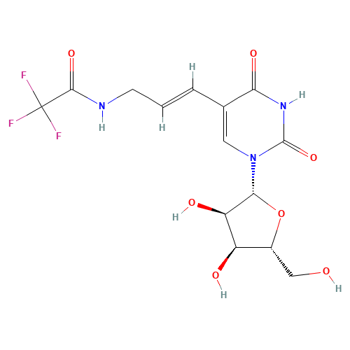 N-((E)-3-(1-((2R,3R,4S,5R)-3,4-Dihydroxy-5-(hydroxymethyl)tetrahydrofuran-2-yl)-2,4-dioxo-1,2,3,4-tetrahydropyrimidin-5-yl)allyl)-2,2,2-trifluoroacetamide (CAS: 869222-68-4) - Related Chemical Product