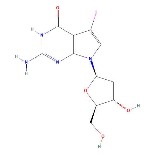 2-Amino-7-((2R,4S,5R)-4-hydroxy-5-(hydroxymethyl)tetrahydrofuran-2-yl)-5-iodo-1H-pyrrolo[2,3-d]pyrimidin-4(7H)-one (CAS: 172163-62-1) - Related Chemical Product