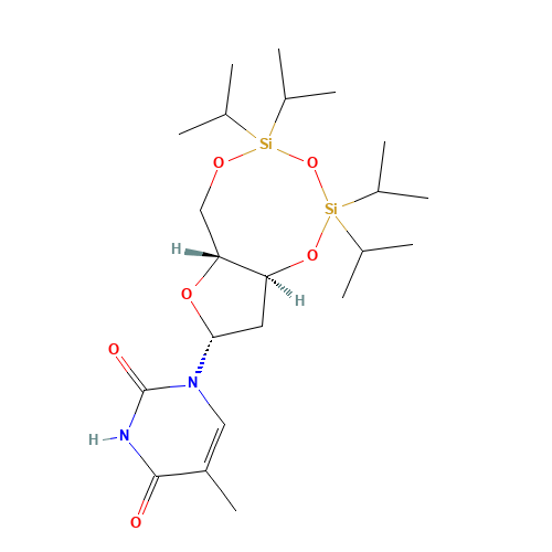 3',5'-O-[1,1,3,3-Tetrakis(1-methylethyl)-1,3-disiloxanediyl]-Thymidine (CAS: 97626-18-1) - Chemical Structure and Molecular Formula 