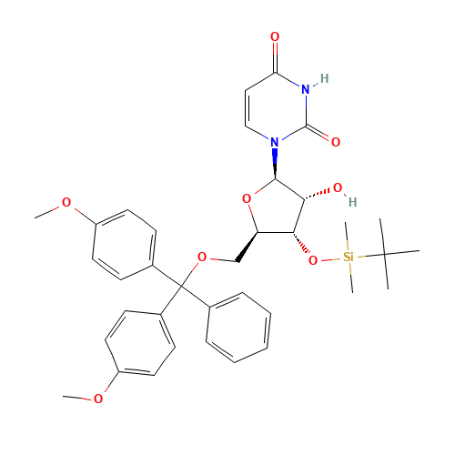 1-((2R,3R,4S,5R)-5-((Bis(4-methoxyphenyl)(phenyl)methoxy)methyl)-4-((tert-butyldimethylsilyl)oxy)-3-hydroxytetrahydrofuran-2-yl)pyrimidine-2,4(1H,3H)-dione (CAS: 81246-81-3) - Related Chemical Product