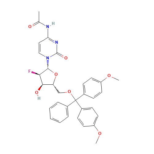 N-(1-((2R,3R,4R,5R)-5-((Bis(4-methoxyphenyl)(phenyl)methoxy)methyl)-3-fluoro-4-hydroxytetrahydrofuran-2-yl)-2-oxo-1,2-dihydropyrimidin-4-yl)acetamide (CAS: 159414-98-9) - Related Chemical Product