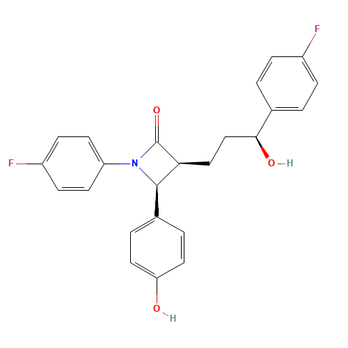 (3S,4S)-1-(4-Fluorophenyl)-3-((S)-3-(4-fluorophenyl)-3-hydroxypropyl)-4-(4-hydroxyphenyl)azetidin-2-one (CAS: 1593543-07-7) - Chemical Structure and Molecular Formula 
